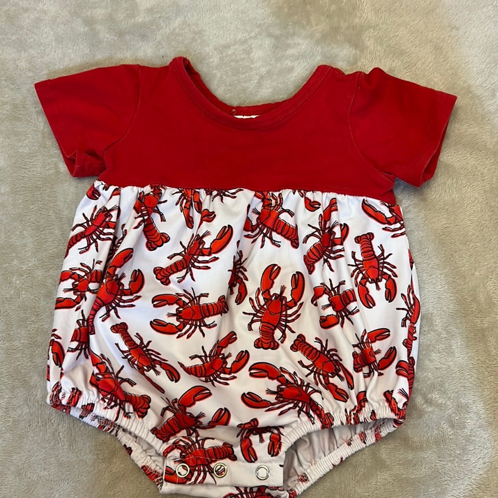 Boutique Style Crawfish Romper ~ 6-9mo